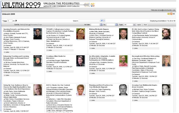 UNLEASH 2009, the Mediasite User Conference: Energizing Users On-site and Online